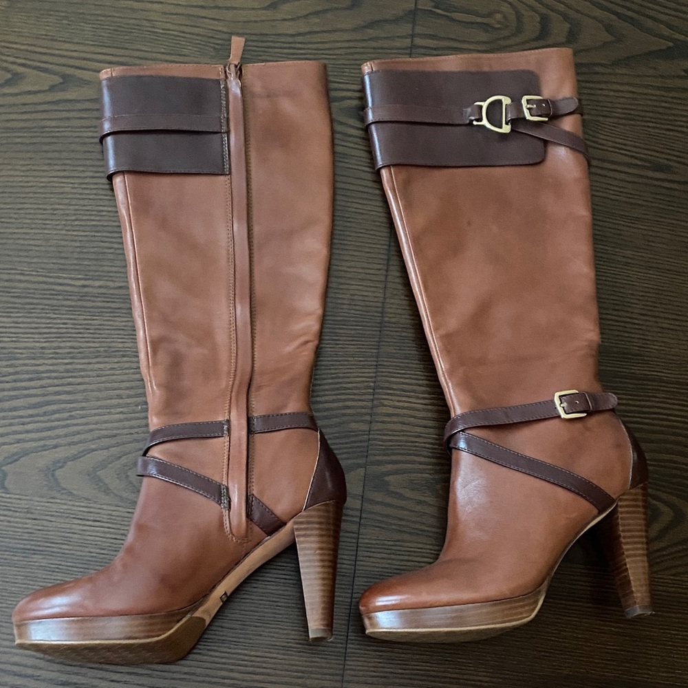 Cole Haan Nike Air Brown and Tan Heeled Boots 6.5